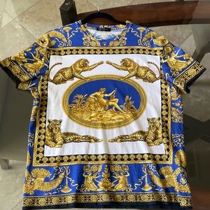 Rare versace medium shirt. Beautiful blue, white, and gold!
